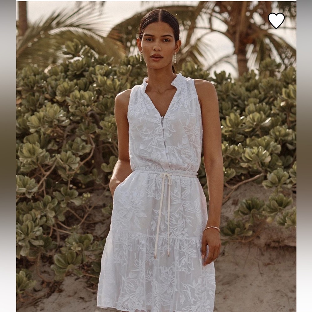 White House Black Market White Floral Midi Dress
